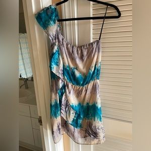 GLAM one shoulder tie dyed ruffle dress
